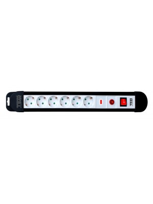 TED Electric, Prelungitor cu protectie, 6 prize schuko, Intrerupator cablu, Reset, Led, 3x1.5mm
