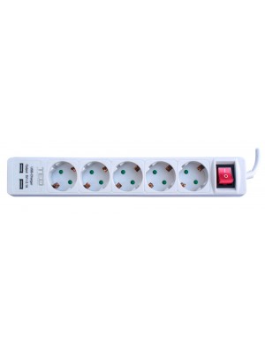 TED Electric, Prelungitor 5 prize schuko, 2 prize USB 2.0, Intrerupator cablu, 3x1mm