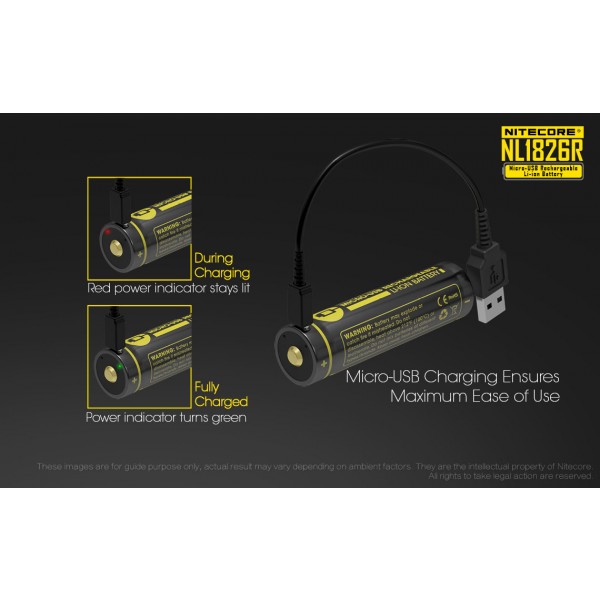 Acumulator Nitecore 18650 Li-Ion 2600 mAh NL1826R cu PCB Reincarcabil US