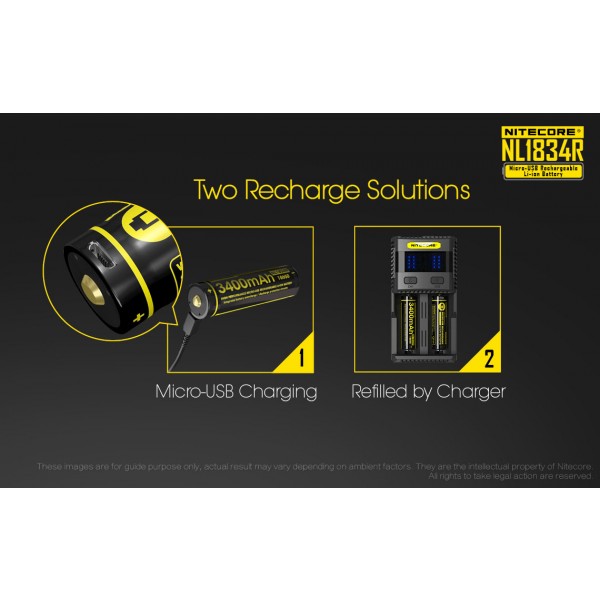Acumulator Nitecore 18650 Li-Ion 3400 mAh NL1834R cu PCB Reincarcabil USB