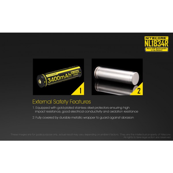 Acumulator Nitecore 18650 Li-Ion 3400 mAh NL1834R cu PCB Reincarcabil USB