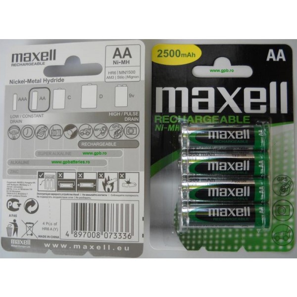 Acumulatori AA Maxell R6 2500 mAh NiMH MN1500