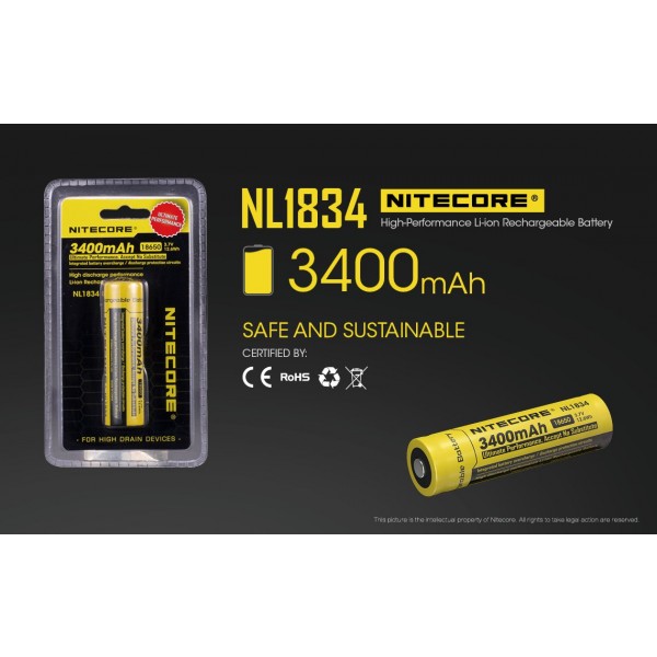 Acumulator Nitecore 18650 Li-Ion 3400 mAh NL1834 cu PCB