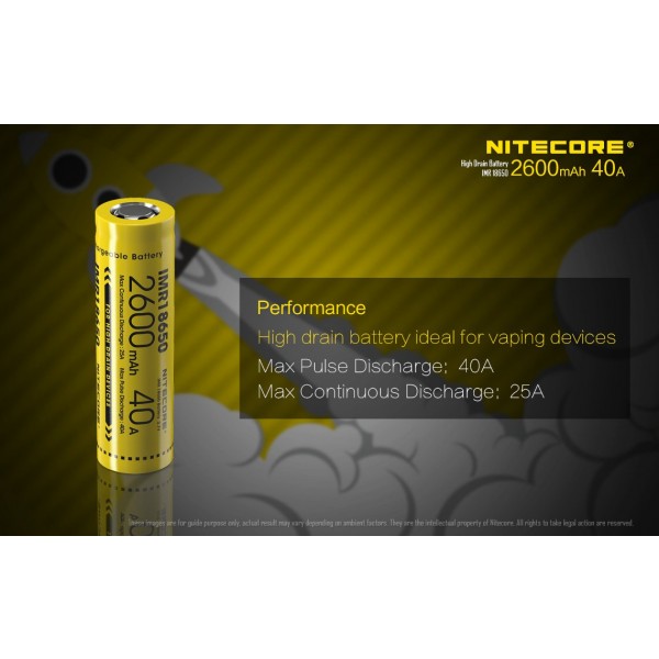 Acumulator Nitecore IMR18650 Li-Ion 2600 mAh 40A cu PCB