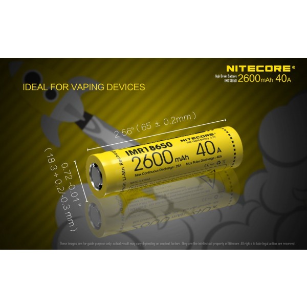 Acumulator Nitecore IMR18650 Li-Ion 2600 mAh 40A cu PCB