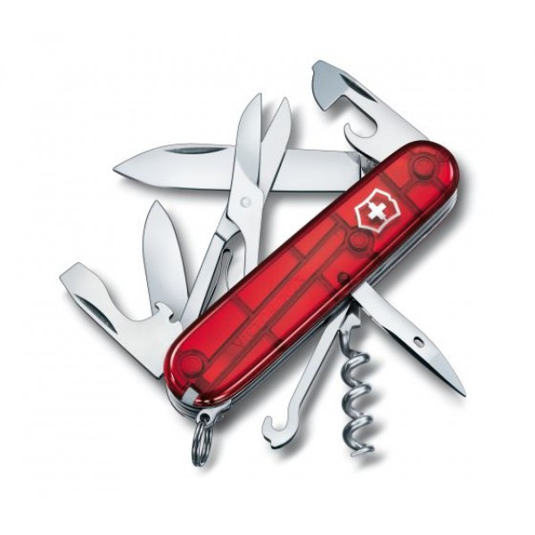 Briceag multifunctional Victorinox Climber (Swiss Army) rosu transparent