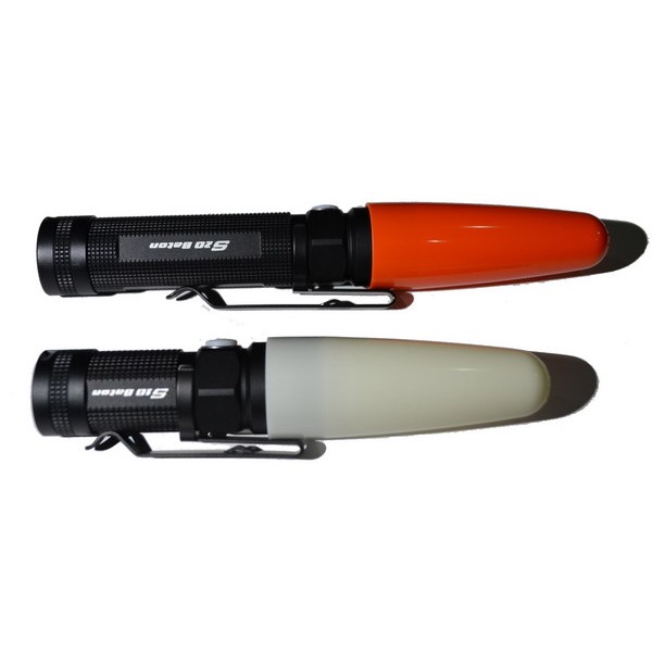 Con difuzor Olight alb si portocaliu, compatibil cu lanterne LED S10, S20, S15, S25, T20, T25