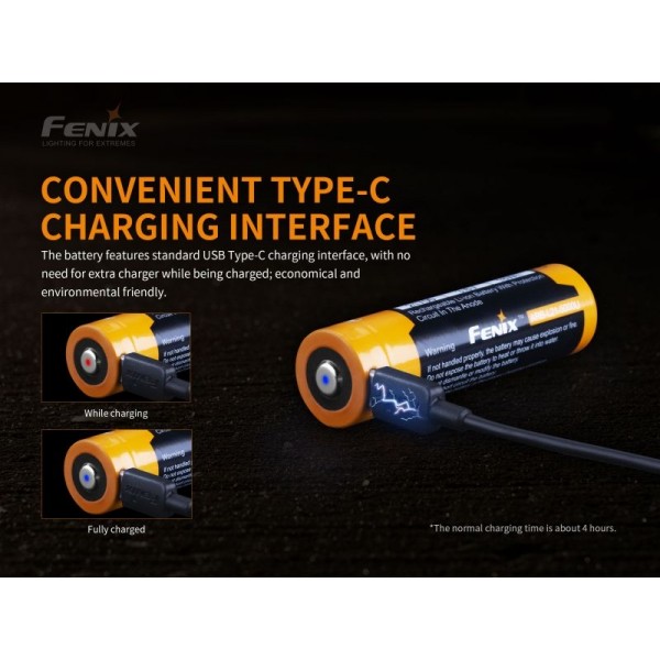 Fenix ARB-L21-5000U, Acumulator 21700 Reîncărcabil USB Type C 5000mAh