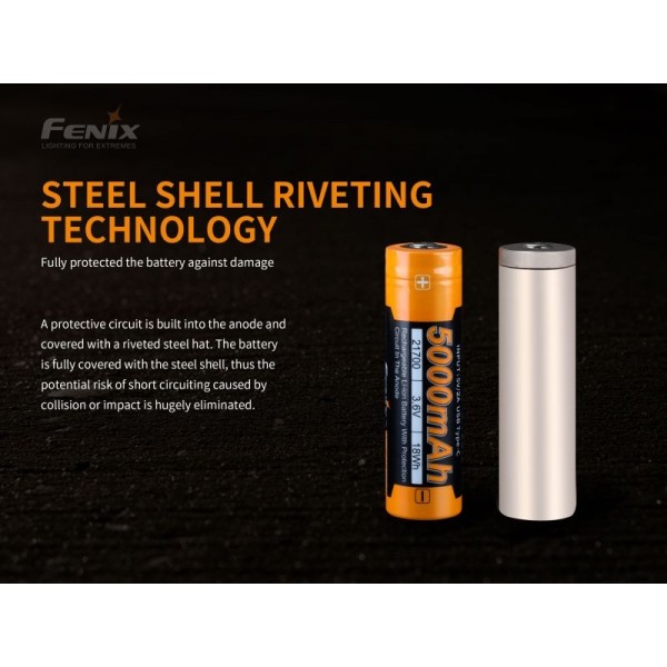 Fenix ARB-L21-5000U, Acumulator 21700 Reîncărcabil USB Type C 5000mAh