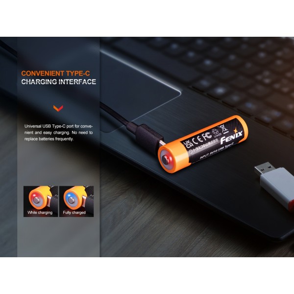 Fenix ARB-L14-2200U, Acumulator 14500, Li-Ion, 2200 mAh, Reincarcabil USB-C, 1.5 V www.easylight.ro