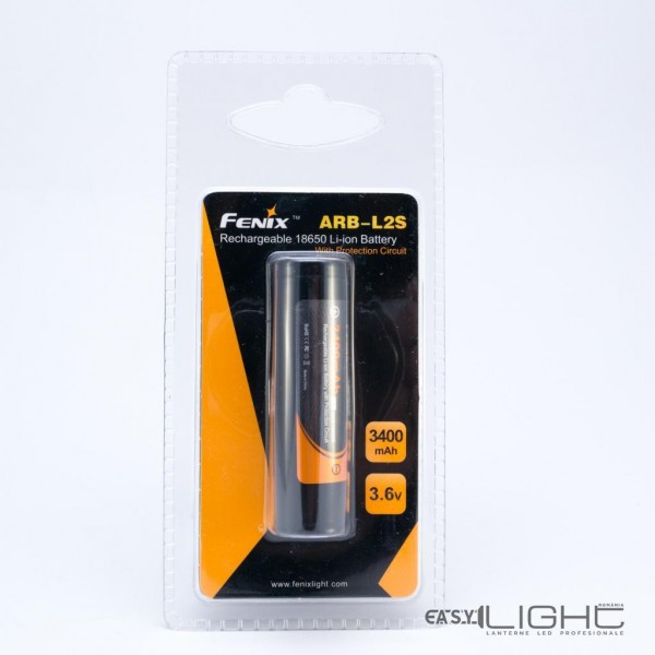 Acumulator Fenix ARB-L2S (NCR18650B) 18650 Li-Ion 3400 mAh (Contact Buton) cu Protecție (PCB)