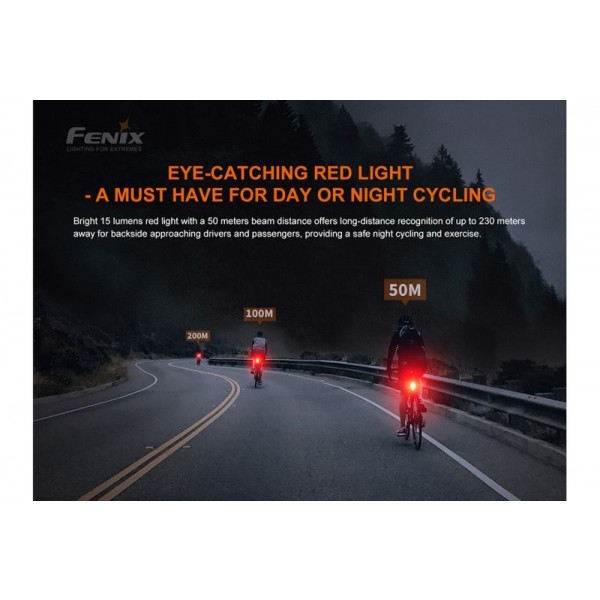 Fenix BC05R V2.0, Lumină Spate Bicicletă, Reîncărcabilă USB-C, 15 Lumeni, 50 Metri
