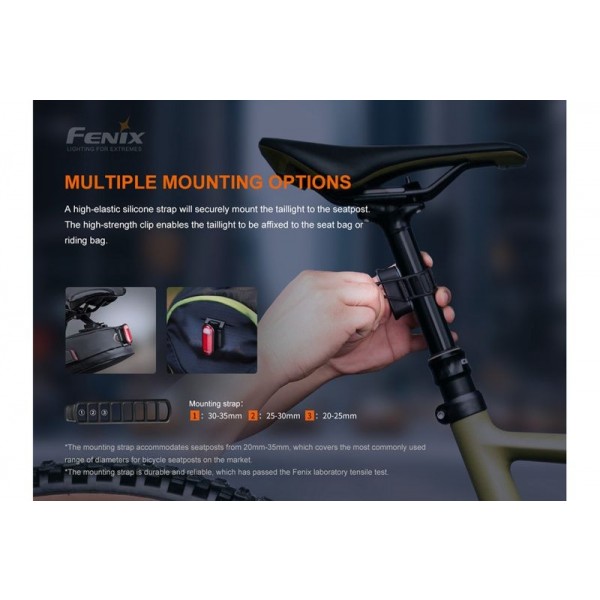 Fenix BC05R V2.0, Lumină Spate Bicicletă, Reîncărcabilă USB-C, 15 Lumeni, 50 Metri