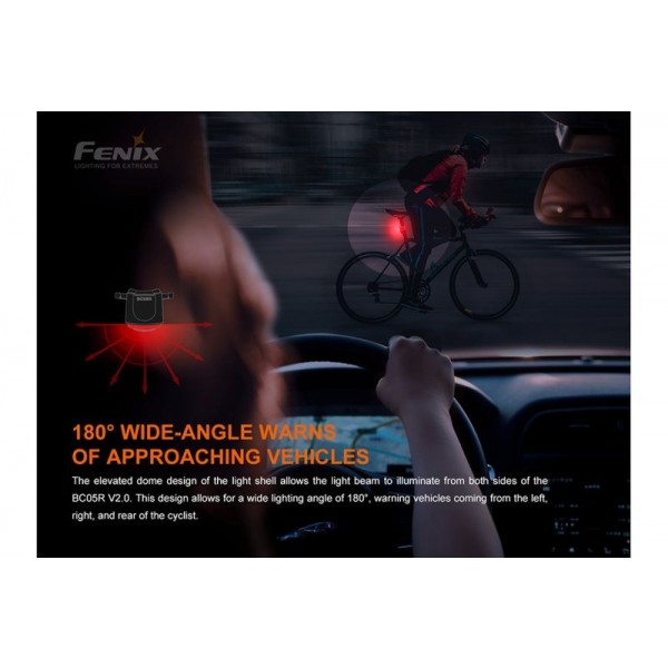 Fenix BC05R V2.0, Lumină Spate Bicicletă, Reîncărcabilă USB-C, 15 Lumeni, 50 Metri