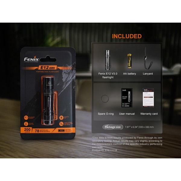 Fenix E12 V3.0, Lanterna EDC, 200 Lumeni, 78 Metri www.easylight.ro