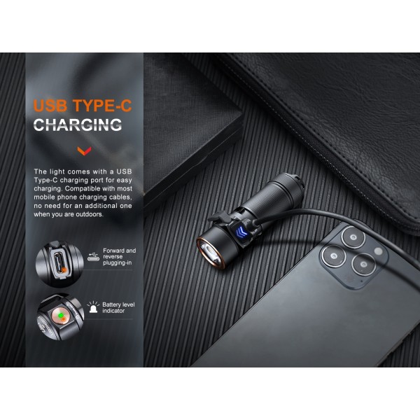 Fenix E18R V2.0, Lanternă Profesională, Reincarcabila USB-C, 1200 Lumeni, 146 Metri www.easylight.ro