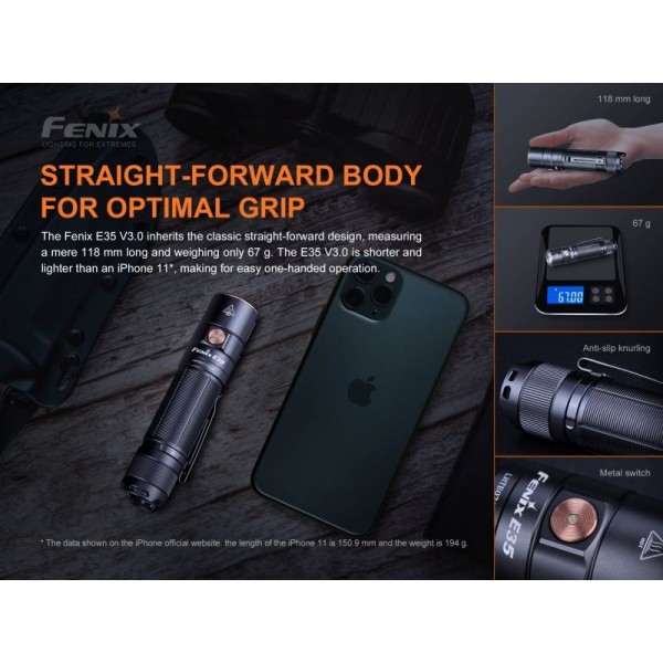 Fenix E35 V3.0, Lanternă Reîncărcabilă USB-C, 3000 Lumeni, 240 Metri