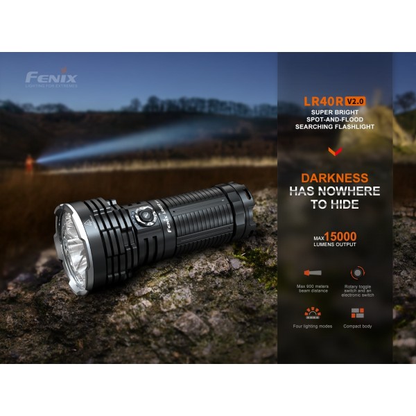 Fenix LR40R V2.0, Lanternă Profesională, Reincarcabila USB-C, 15000 Lumeni, 900 Metri