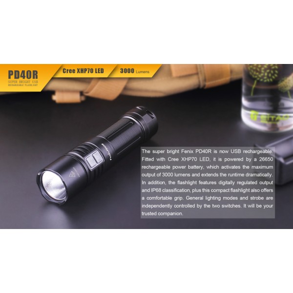 Fenix PD40R (Lanternă Reîncărcabilă USB, 3000 de lumeni)