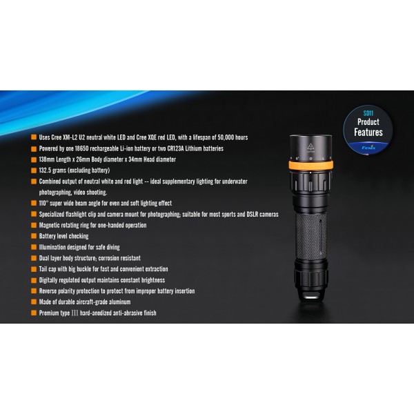 Fenix SD11 Lanterna pentru Scufundari 
