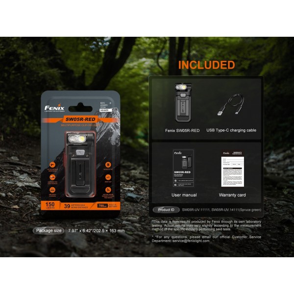 Fenix SW05R-Red, Lanterna Clip-on, Reincarcabila USB-C, 150 Lumeni, 39 Metri, Lumina Rosie Secundara www.easylight.ro
