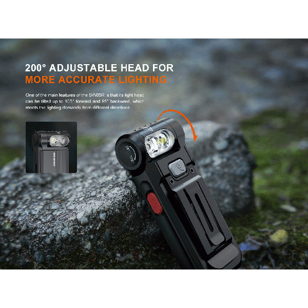 Fenix SW05R-Red, Lanterna Clip-on, Reincarcabila USB-C, 150 Lumeni, 39 Metri, Lumina Rosie Secundara www.easylight.ro