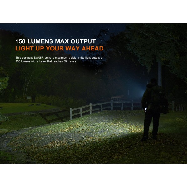 Fenix SW05R-Red, Lanterna Clip-on, Reincarcabila USB-C, 150 Lumeni, 39 Metri, Lumina Rosie Secundara www.easylight.ro