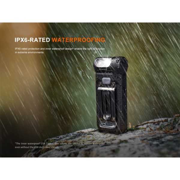 Fenix SW05R-UV, Lanterna Clip-on, Reincarcabila USB-C, 150 Lumeni, 39 Metri, Lumina UV Secundara www.easylight.ro