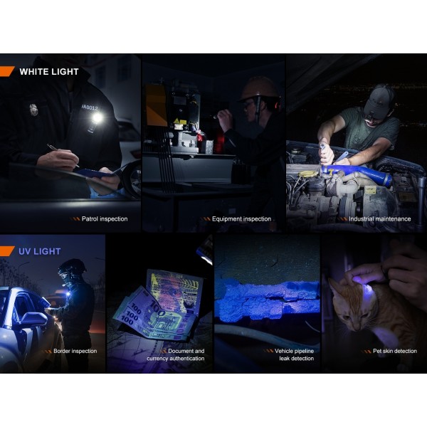 Fenix SW05R-UV, Lanterna Clip-on, Reincarcabila USB-C, 150 Lumeni, 39 Metri, Lumina UV Secundara www.easylight.ro