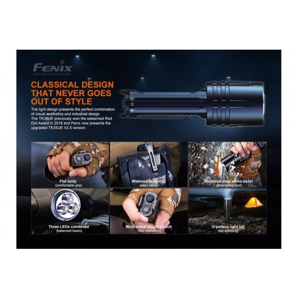 Fenix TK35UE V2.0, Lanternă Profesională, Reîncărcabilă USB-C, 5000 Lumeni, 320 Metri