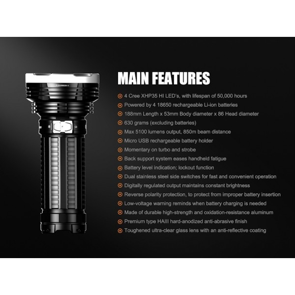Fenix TK75, Lanternă Reîncărcabilă