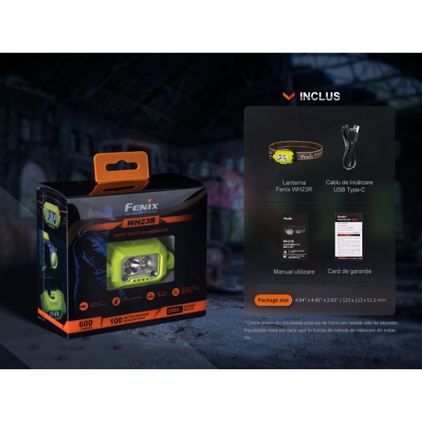Fenix WH23R, Lanterna Frontala, Reincarcabila USB-C, 600 Lumeni, 100 Metri