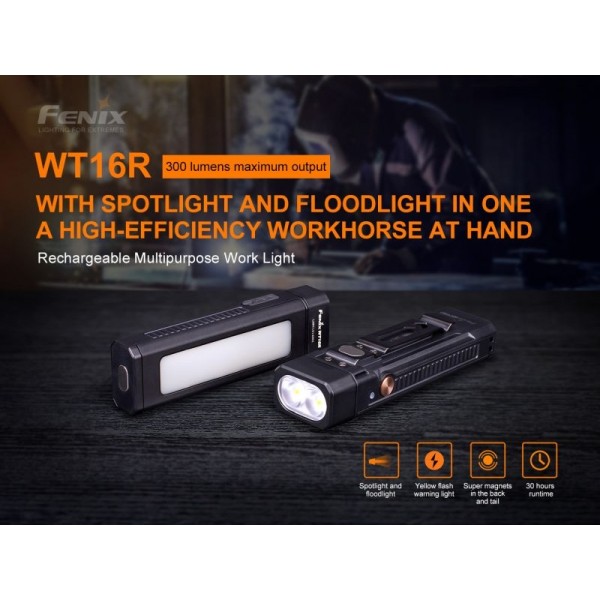 Fenix WT16R, Lanternă Reîncărcabilă USB-C, 300 Lumeni, 115 Metri