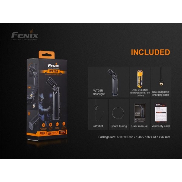 Fenix WT25R, Lanternă Pivotantă, Reîncărcabilă, 1000 Lumeni, 220 Metri