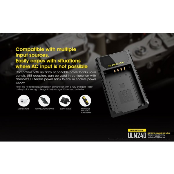 Încărcător Nitecore ULM240 Pentru Acumulatori De Camere Leica