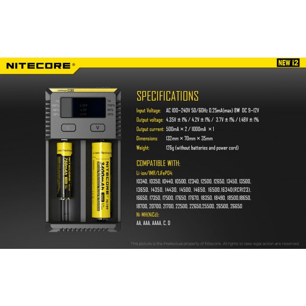 Incarcator Universal Nitecore i2 (Versiune 2016)