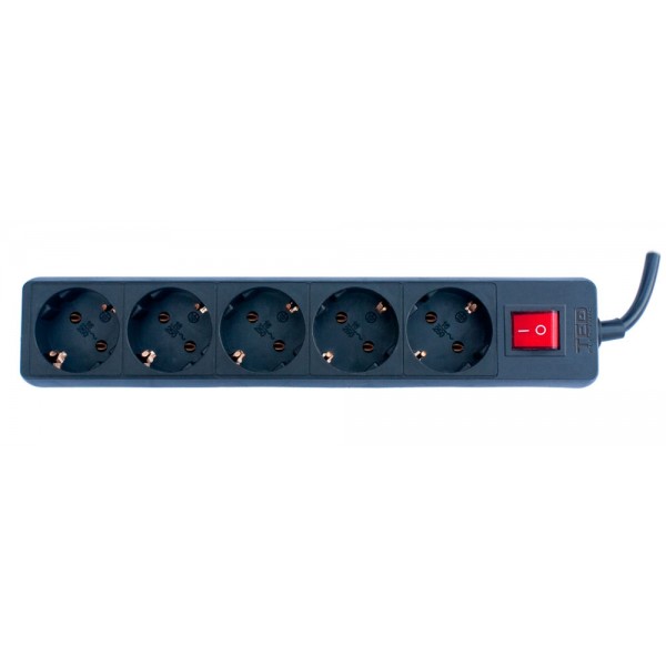 TED Electric, Prelungitor 5 prize schuko + Intrerupator cablu, 3x1.5mm