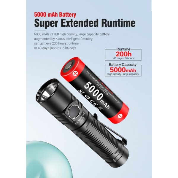 Klarus G15, Lanternă Profesională, Reîncărcabilă USB-C, 4000 Lumeni, 188 Metri