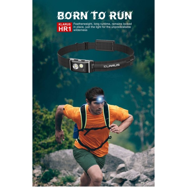 Klarus HR1, Lanternă Frontală, Reîncărcabilă USB-C, 300 Lumeni, 63 Metri 