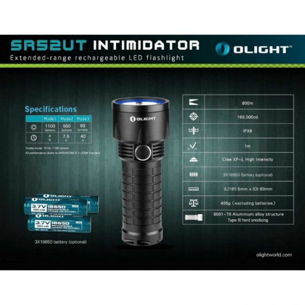 Lanternă LED Olight SR52-UT Intimidator (Încărcare USB)