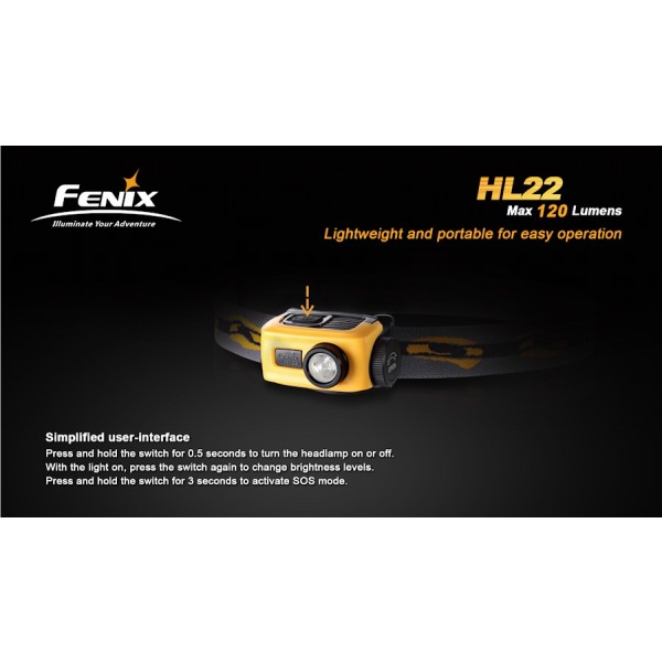 Lanterna LED Frontala Fenix HL22 XP-E R4 (carcasă galbenă)