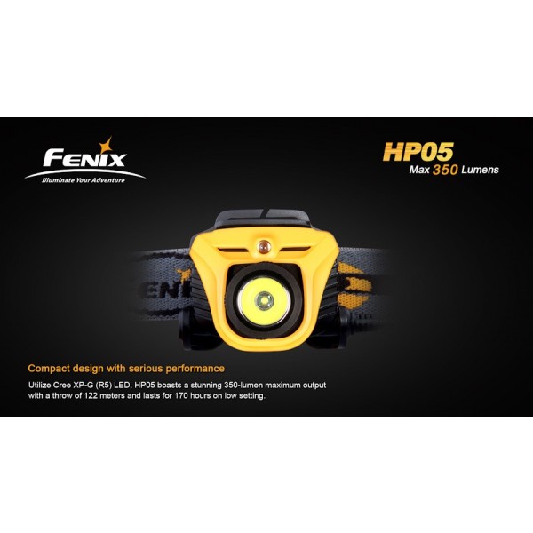 Lanterna LED frontala Fenix HP05 galbena