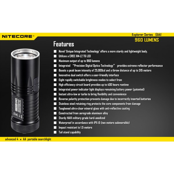 Lanterna LED Nitecore EA41 Pioneer