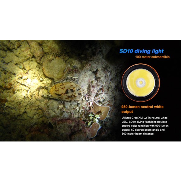 Lanterna LED pentru scufundari Fenix SD10 930 lumeni