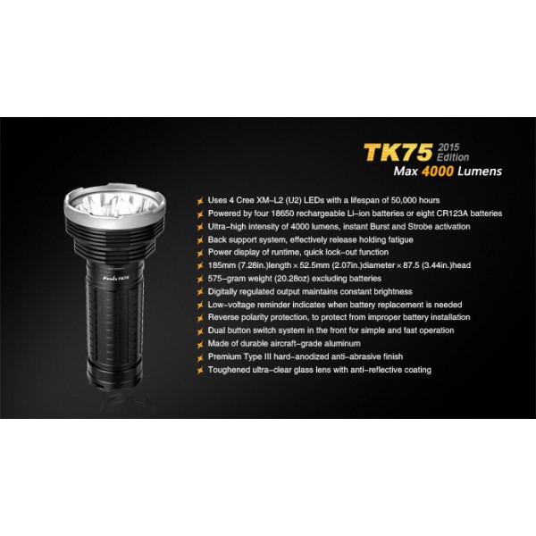Lanterna LED profesionala Fenix TK75 Versiune 2015