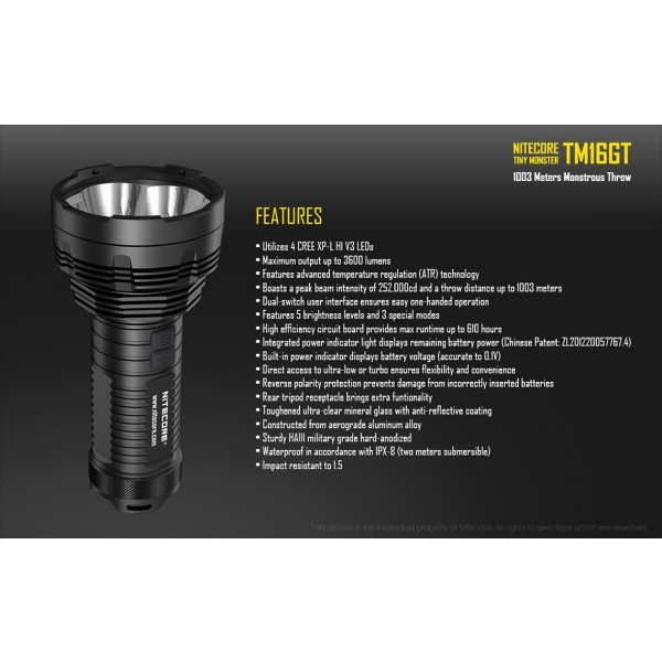 Nitecore TM16GT, Lanterna Led