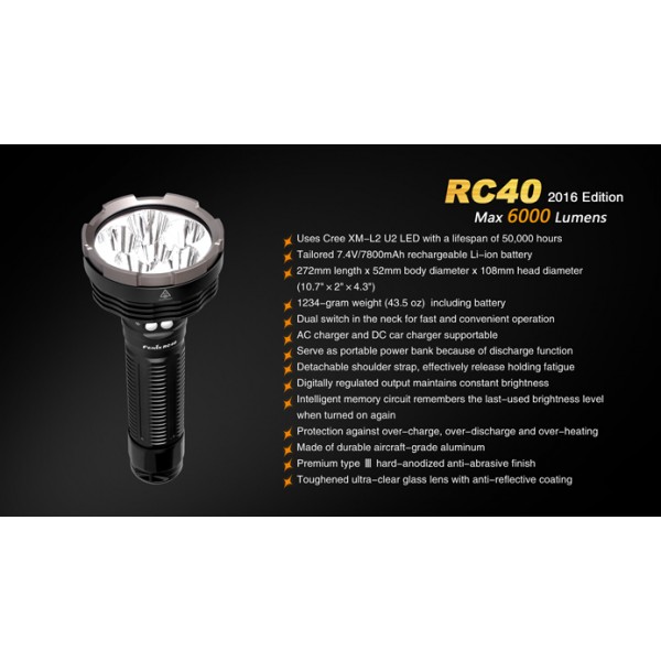 Lanterna LED reincarcabila Fenix RC40 versiune 2016