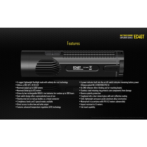 Nitecore EC4GT, Lanternă Led