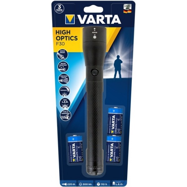 Varta 18812 High Optics F30, Lanterna, 300 Lumeni, 220 Metri