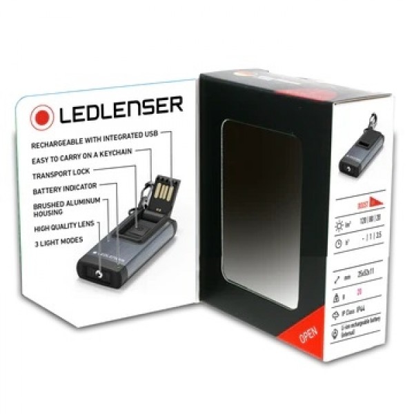 Led Lenser K4R, Lanternă Breloc, Reincarcabila USB, 120 Lumeni, 30 Metri